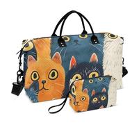 Borsone da viaggio, con gatti dipinti e borsa da palestra, borsa per la notte, per uomini e donne, viaggi, sport, yoga, Multicolore, Taglia unica