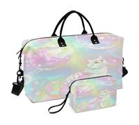 Borsone da viaggio con gatto, borsa da palestra con bolle di gatto arcobaleno, borsa da viaggio da donna, borsa da bagno da viaggio, Multi 23., Taglia unica