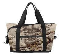 Borsone da viaggio con gatto che cavalca la galassia di dinosauro, borsa espandibile per il fine settimana, borsa impermeabile per sport, palestra, ospedale, Multicolore 17, taglia unica, Borsone da