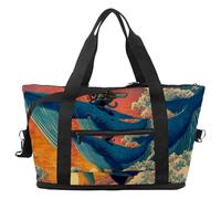 Borsone da viaggio con gatto che cavalca la galassia di dinosauro, borsa espandibile per il fine settimana, borsa impermeabile per sport, palestra, ospedale, Multicolore 4., taglia unica, Borsone da