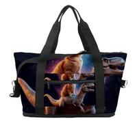 Borsone da viaggio con gatto che cavalca la galassia di dinosauro, borsa espandibile per il fine settimana, borsa impermeabile per sport, palestra, ospedale, Multicolore 7, taglia unica, Borsone da