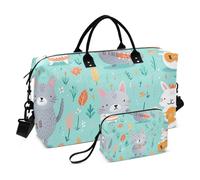 Borsone da viaggio, con gatto che gioca a guita, borsa da palestra con borsa portaoggetti, borsa per la notte, per uomini e donne, viaggi, sport, yoga, Multicolore, Taglia unica