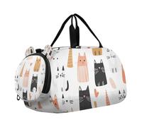 Borsone da viaggio con gatto di San Valentino con scomparto per scarpe, multifunzionale, per la notte, per spiaggia, nuoto, piscina, sport