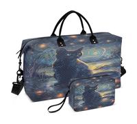 Borsone da viaggio con gatto Van Gogh con borsa da toilette e tracolla regolabile, per viaggi, palestra, yoga, fine settimana, Multicolore, Taglia unica, Beauty case