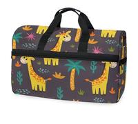 Borsone da viaggio con giraffa africana e piante, per uomini, donne, ragazzi, ragazze, adolescenti, borsa sportiva oversize con scomparto per scarpe, per la notte, il fine settimana, yoga,