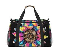 Borsone da viaggio con girasole tie dye, motivo floreale, leopardato, per palestra, pernottamento, weekender, per uomini e donne, leggero, bagaglio a mano per allenamento e vacanze
