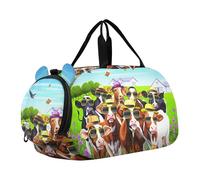 Borsone da viaggio con gnomi rosa e cuore bianco per ragazze, borsone da viaggio per bambini, borsa da ballo sportiva da portare con sé, umorismo mucche fattoria vibrante, classico