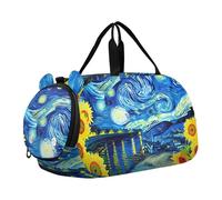 Borsone da viaggio con gnomi rosa e cuore bianco per ragazze, borsone da viaggio per bambini, borsa da ballo sportiva da portare con sé, Girasoli Notte Stellata, classico