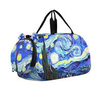 Borsone da viaggio con gnomi rosa e cuore bianco per ragazze, borsone da viaggio per bambini, borsa da ballo sportiva da portare con sé, Acquerello Notte Stellata, classico