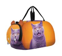 Borsone da viaggio con gnomi rosa e cuore bianco per ragazze, borsone da viaggio per bambini, borsa da ballo sportiva da portare con sé, carino Gatto Grigio Arancione animale domestico, classico