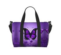 Borsone da viaggio con graziose farfalle viola, borse da viaggio, borse da palestra per uomini e donne, nero, taglia unica, Nero , Taglia unica