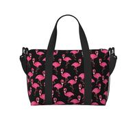 Borsone da viaggio con graziosi fenicotteri rosa, leggero, in tessuto Oxford, borsa da viaggio per donne, ideale per palestra da uomo, Nero , Taglia unica