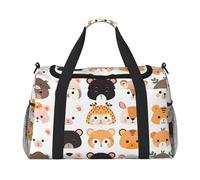 Borsone da viaggio con grazioso animale zoo orso giraffa palestra pernottamento weekender borsa per uomo donna leggero bagaglio a mano per allenamento vacanza