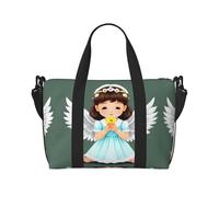 Borsone da viaggio con grazioso piccolo angelo, leggero, in tessuto Oxford, borsa da viaggio da donna, ideale per palestra da uomo, Nero , Taglia unica