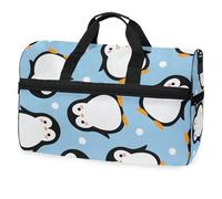 Borsone da viaggio con grazioso pinguino blu, per uomini, donne, ragazzi, ragazze, adolescenti, borsa da palestra oversize con scomparto per scarpe, per la notte, il fine settimana, yoga, allenamento,