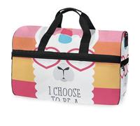 Borsone da viaggio con grazioso unicorno arcobaleno e lama per uomini, donne, ragazzi, ragazze, adolescenti, borsa sportiva oversize con scomparto per scarpe, per la notte, il fine settimana, yoga,