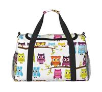 Borsone da viaggio con gufi sui rami degli alberi, borsa per il fine settimana, borsa a mano, per allenamento, sport, ospedale