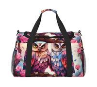 Borsone da viaggio con gufo e fiore con gufo sul ramo palestra durante la notte borsa da weekend per uomini donne leggero bagaglio a mano per allenamento vacanza