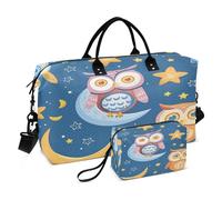 Borsone da viaggio con gufo viola carino con borsa da toilette e tracolla regolabile per viaggi, palestra, yoga, fine settimana borsone, Multicolore, Taglia unica, Beauty case