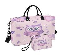 Borsone da viaggio con gufo viola con cuori, borsa da toilette e tracolla regolabile, per viaggi, palestra, yoga, fine settimana, Multicolore, Taglia unica, Beauty case