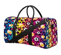 Borsone da viaggio con leopardo colorato per donne, uomini, ragazze e ragazzi, trofeo di calcio, fine settimana, borsa da viaggio da 22,7 l, borsa da cabina per sport, palestra, yoga, Colore, 22.7 L,
