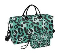 Borsone da viaggio con leopardo verde, grande, per aeroporto, palestra, sport, con borsa da toilette per viaggi, set da 2 pezzi, leopardo verde, taglia unica, leopardo verde, 1 size