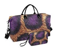 Borsone da viaggio con leopardo viola, borsone da palestra con borsa da toilette per palestra, set da 2 pezzi, viola leopardato, taglia unica, Leopardo viola, 1 size