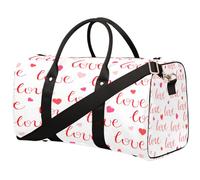 Borsone da viaggio con lettera d'amore, borsa sportiva per San Valentino, borsa da palestra pieghevole, borsa per la notte, borsa da viaggio per donne e uomini, Lettera d'amore, 17.4(L) x 8.3(W) x