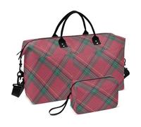 Borsone da viaggio con linea natalizia rossa e verde, borsa da viaggio per la notte, borsa sportiva con borsa da toilette per viaggi di lavoro, impermeabile