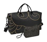 Borsone da viaggio con linee geometriche astratte dorate, borsa da viaggio a tracolla per il fine settimana tote sportiva borsa da palestra con tracolla regolabile per lo sport pieghevole, Astratto