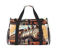 Borsone da viaggio con locomotiva a vapore, borsa da viaggio, treno, palestra, pernottamento, weekender, per uomini e donne, leggera, per allenamento e vacanze