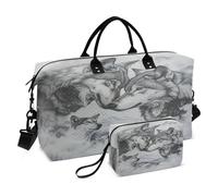 Borsone da viaggio con lupo, borsa da palestra con lupi grigi, montagne, borse per il weekend, da donna, con borsa da toeletta, borsa da viaggio, borsa da nuoto, Multi 78, Taglia unica