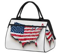 Borsone da viaggio con mappa della bandiera americana per donne, uomini, bambini, ragazzi, ragazze, weekend, pernottamento, borsone da 24 l, borsa da cabina per sport, palestra, yoga, Colore, Grande,