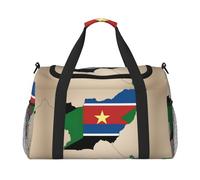 Borsone da viaggio con mappa della bandiera del Sud Sudan con stampa a stelle gialle, borsa da palestra da donna, borsa da viaggio, borsa da viaggio per la notte, borsa organizer, nero, Taglia unica