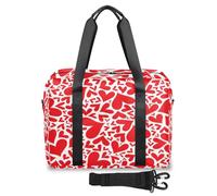 Borsone da viaggio con motivo a cuore rosso, per donne, uomini, ragazze e ragazzi, borsa da viaggio per il fine settimana da 32 l, borsa grande da cabina per viaggi, sport, palestra, Colore, Grande,
