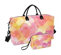Borsone da viaggio, con motivo a cuori sovrapposti, multicolore, borsa da palestra con borsa portaoggetti, borsa per la notte, per uomini e donne, viaggi, sport, yoga, Multicolore, Taglia unica