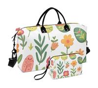 Borsone da viaggio, con motivo a fiori di uova, borsa da palestra con borsa portaoggetti, borsa per la notte, per uomini e donne, viaggi, sport, yoga, Multicolore, Taglia unica