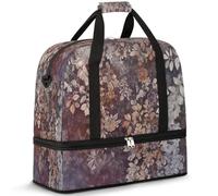 Borsone da viaggio con motivo a foglie d'arte per donne e uomini, borse da notte per il fine settimana, pieghevole, separato da bagnato, 47 l, per sport, palestra, yoga, Colore, 47 L, Organizer per