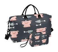 Borsone da viaggio con motivo a maiale carino borsa da palestra yoga borse da viaggio per uomo donna borsa da weekend, Simpatico motivo a mai, Taglia unica, Borsone da viaggio