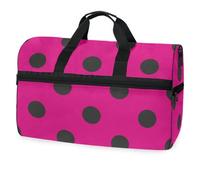 Borsone da viaggio con motivo a pois rosa acceso, per uomini, donne, ragazzi, ragazze, adolescenti, borsa da palestra oversize con scomparto per scarpe, per la notte, il fine settimana, yoga,
