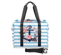 Borsone da viaggio con motivo a righe e ancora, per donne, uomini, ragazze e ragazzi, borsa da viaggio per il fine settimana, 32 l, grande, per viaggi, sport, palestra, Colore, Grande, Organizer per
