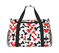 Borsone da viaggio con motivo a scacchi, borsa per il fine settimana, borsa a mano, per allenamento, sport, ospedale