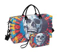 Borsone da viaggio, con motivo a spirale con teschio, borsa da palestra con borsa portaoggetti, borsa da viaggio per la notte, per uomini e donne, viaggi, sport, yoga, Multicolore, Taglia unica