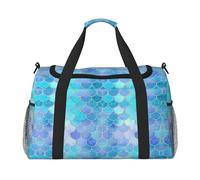 Borsone da viaggio con motivo a squame di sirena, colore oro, borsa per il fine settimana, weekend, per la notte, per allenamento, sport, ospedale