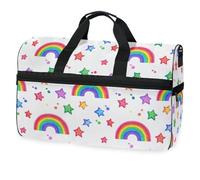 Borsone da viaggio con motivo arcobaleno e stelle, per uomini, donne, ragazzi, ragazze, adolescenti, borsa sportiva oversize con scomparto per scarpe, per la notte, il fine settimana, yoga,
