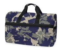 Borsone da viaggio con motivo astratto con foglie floreali verdi mimetiche per uomini, donne, ragazzi e adolescenti, borsa sportiva oversize con scomparto per scarpe, per la notte, il fine settimana,