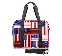 Borsone da viaggio con motivo bandiera americana per donne e uomini America USA Weekend Borse da notte 32 L Large Holdall Tote Cabin Bag per sport palestra yoga, Colore, 32 L, Organizer per borse