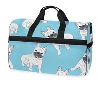Borsone da viaggio con motivo bulldogs carino senza cuciture, per uomini, donne, ragazzi, ragazze, adolescenti, borsa da palestra oversize con scomparto per scarpe durante la notte, fine settimana,
