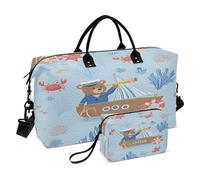 Borsone da viaggio con motivo Captain Little Bear, per palestra, yoga, borsa da viaggio per uomo e donna, Modello Captain Little Bear, Taglia unica, Borsone da viaggio