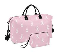 Borsone da viaggio con motivo di sensibilizzazione sul cancro al seno, bianco, borsone da weekender/pernottamento con borsa da toilette borsa da palestra per yoga e viaggio multifunzionale, Modello di